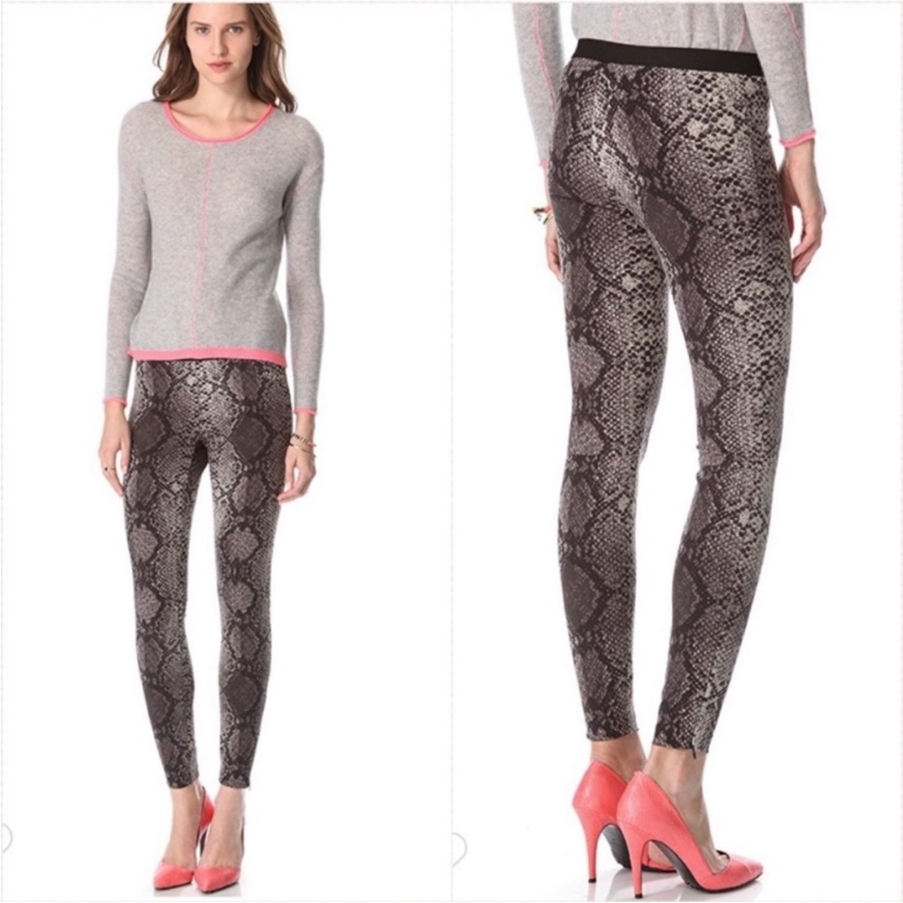 Rebecca Taylor Black, Gray, And Beige Snakeskin Leggings